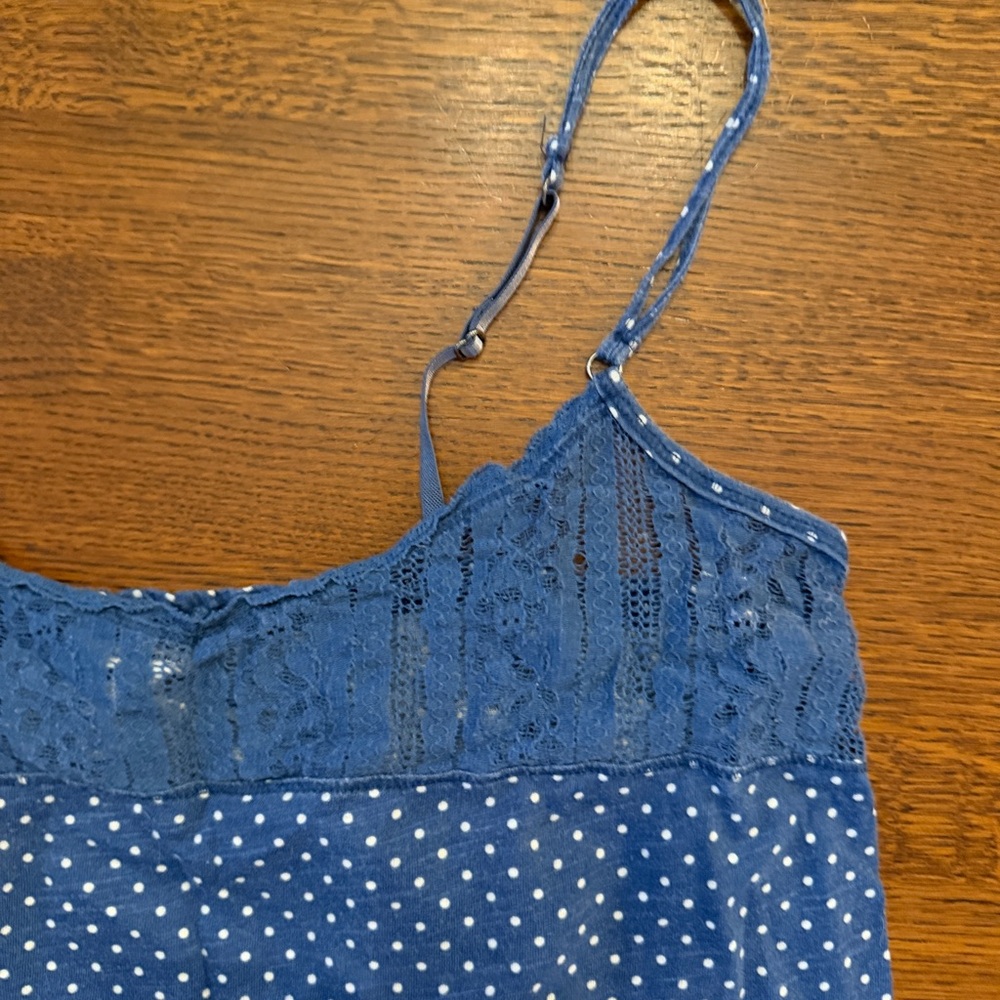 Aeropostale Blue Polka Dot Lace-Trim Cami - Picture 4 of 5